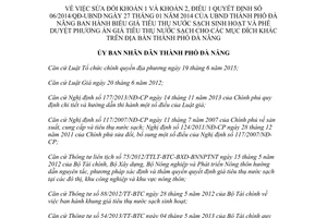 Quyết định 31/2017/QĐ-UBND sửa đổi Quyết định 06/2014/QĐ-UBND giá tiêu thụ nước sạch Đà Nẵng