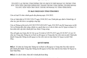 Quyết định 43/2017/QĐ-UBND tổ chức lại Trung tâm Thông tin Dịch vụ đối ngoại Vĩnh Phúc