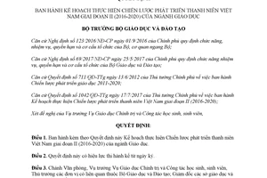 Quyết định 4591/QĐ-BGDĐT 2017 thực hiện Chiến lược phát triển thanh niên Việt Nam giai đoạn II