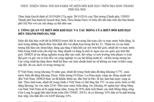 Kế hoạch 228/KH-UBND 2017 thực hiện Thỏa thuận Paris về biến đổi khí hậu Hà Nội