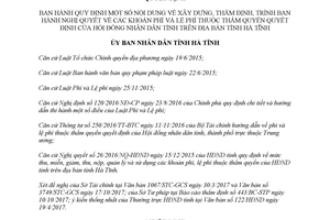 Quyết định 48/2017/QĐ-UBND xây dựng thẩm định trình Nghị quyết khoản phí lệ phí Hà Tĩnh