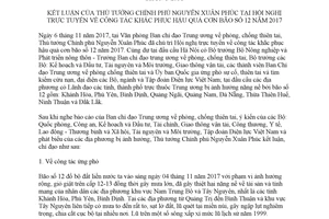 Thông báo 525/TB-VPCP 2017 kết luận Thủ tướng Hội nghị trực tuyến khắc phục hậu quả bão số 12