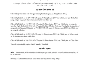 Quyết định 5106/QĐ-BYT 2017 đính chính Thông tư quy định gói dịch vụ y tế cơ bản cho tuyến cơ sở