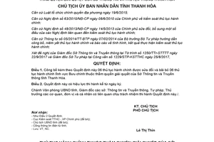 Quyết định 3823/QĐ-UBND 2017 công bố thủ tục hành chính Bưu chính Sở Thông tin Thanh Hóa