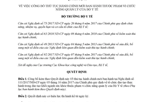 Quyết định 5125/QĐ-BYT 2017 công bố thủ tục hành chính mới thuộc quản lý Bộ Y tế