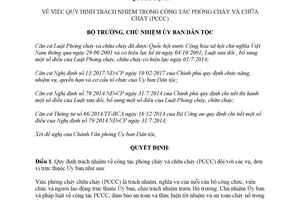 Quyết định 660/QĐ-UBDT 2017 quy định trách nhiệm trong công tác phòng cháy và chữa cháy