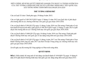 Quyết định 1760/QĐ-TTg 2017 điều chỉnh Quyết định 1600/QĐ-TTg xây dựng nông thôn mới