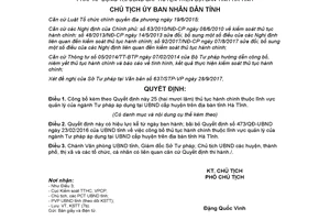 Quyết định 3186/QĐ-UBND 2017 thủ tục hành chính ngành Tư pháp Ủy ban cấp huyện Hà Tĩnh