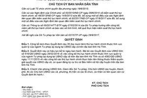 Quyết định 3187/QĐ-UBND 2017 thủ tục hành chính thuộc ngành Tư pháp Ủy ban cấp xã Hà Tĩnh