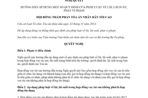 Nghị quyết 01/2019/NQ-HĐTP hướng dẫn quy định của pháp luật về lãi lãi suất phạt vi phạm