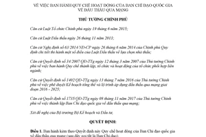 Quyết định 1785/QĐ-TTg 2017 Quy chế hoạt động của Ban Chỉ đạo quốc gia về đấu thầu qua mạng