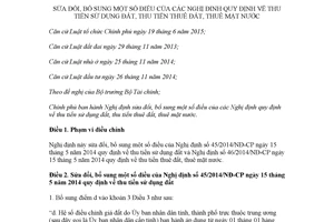 Nghị định 123/2017/NĐ-CP sửa đổi Nghị định về thu tiền sử dụng đất thu tiền thuê đất thuê mặt nước