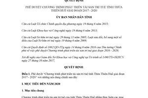 Quyết định 2636/QĐ-UBND 2017 phê duyệt Chương trình phát triển tài sản trí tuệ Thừa Thiên Huế