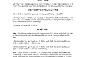 Quyết định 2645/QĐ-UBND 2017 thủ tục hành chính thực hiện cơ chế một cửa Thừa Thiên Huế