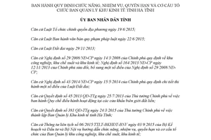 Quyết định 50/2017/QĐ-UBND chức năng nhiệm vụ quyền hạn Ban Quản lý Khu kinh tế Hà Tĩnh