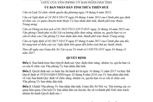 Quyết định 93/2017/QĐ-UBND chức năng nhiệm vụ quyền hạn Văn phòng Ủy ban nhân dân tỉnh Huế