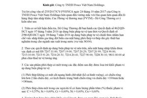 Công văn 173/PVTM-P2 2017 vướng mắc áp dụng biện pháp tự vệ đối với thép tấm nhập khẩu