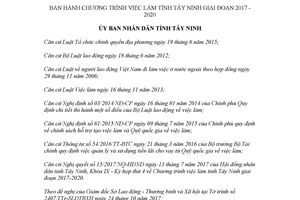 Quyết định 36/2017/QĐ-UBND Chương trình việc làm Tây Ninh 2017 2020