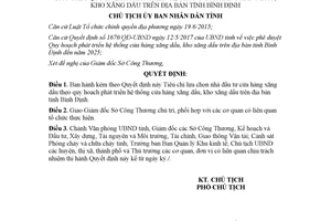 Quyết định 4157/QĐ-UBND 2017 Tiêu chí lựa chọn nhà đầu tư cửa hàng xăng dầu Bình Định