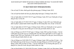 Quyết định 19/2017/QĐ-UBND Quy định quản lý hoạt động đo đạc và bản đồ Khánh Hòa