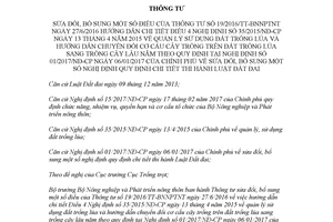 Thông tư 19/2017/TT-BNNPTNT sửa đổi Thông tư 19/2016/TT-BNNPTNT sử dụng đất trồng lúa