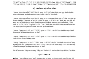 Quyết định 2362/QĐ-BTC 2017 công bố thủ tục hành chính lĩnh vực quản lý thuế Bộ Tài chính