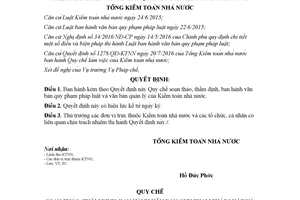 Quyết định 1662/QĐ-KTNN 2017 Quy chế soạn thảo ban hành văn bản quy phạm pháp luật