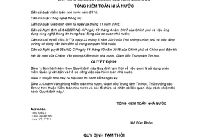 Quyết định 1522/QĐ-KTNN 2017 Quy định tạm thời việc quản lý sử dụng phần mềm Quản lý văn bản