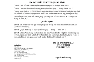 Quyết định 46/2017/QĐ-UBND bãi bỏ văn bản quy phạm của Ủy ban nhân dân Quảng Bình