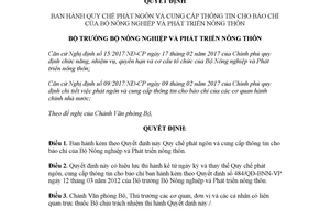Quyết định 4633/QĐ-BNN-VP 2017 Quy chế phát ngôn và cung cấp thông tin cho báo chí