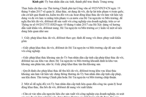 Công văn 5815/BTNMT-ĐCKS 2017 khai thác thu hồi đá vôi đôlômit để nung vôi xuất khẩu