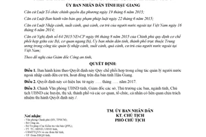 Quyết định 32/2017/QĐ-UBND Quy chế quản lý người nước ngoài nhập cảnh đến cư trú Hậu Giang