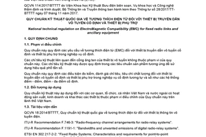 Quy chuẩn kỹ thuật quốc gia QCVN 114:2017/BTTTT về Tương thích điện từ đối với thiết bị truyền dẫn vô tuyên cố định và thiết bị phụ trợ