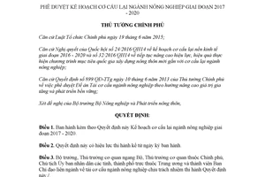 Quyết định 1819/QĐ-TTg 2017 phê duyệt Kế hoạch cơ cấu lại ngành nông nghiệp