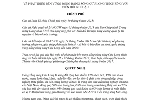 Nghị quyết 120/NQ-CP 2017 phát triển đồng bằng sông Cửu Long thích ứng với biến đổi khí hậu