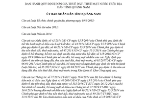 Quyết định 25/2017/QĐ-UBND Quy định đơn giá thuê đất thuê mặt nước Quảng Nam