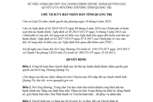 Quyết định 3072/QĐ-UBND 2017 công bố thủ tục hành chính Sở Công Thương Quảng Trị