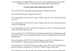 Quyết định 32/2017/QĐ-UBND thủ tục xác định giá đất về thẩm định giá đất cụ thể Thái Nguyên