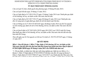 Quyết định 19/2017/QĐ-UBND sửa đổi Quyết định 07/2015/QĐ-UBND Hà Giang