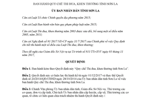 Quyết định 36/2017/QĐ-UBND Quy chế Thi đua khen thưởng Sơn La