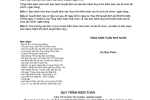 Quyết định 11/2017/QĐ-KTNN Quy trình kiểm toán các tổ chức tài chính ngân hàng