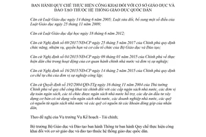 Thông tư 36/2017/TT-BGDĐT quy chế công khai cơ sở giáo dục thuộc hệ thống giáo dục quốc dân