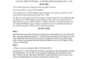 Nghị quyết 52/2017/QH14 đầu tư xây dựng đoạn đường bộ cao tốc trên tuyến Bắc Nam phía Đông