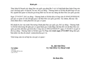 Công văn 4856/LĐTBXH-PC 2017 góp ý dự thảo Báo cáo quốc gia về Công ước Liên hợp quốc