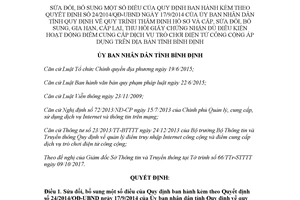 Quyết định 61/2017/QĐ-UBND sửa đổi Quyết định 24/2014/QĐ-UBND Bình Định