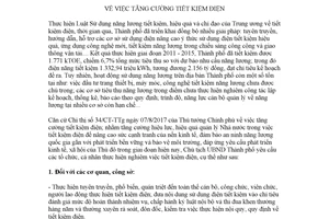 Chỉ thị 21/CT-UBND 2017 tăng cường tiết kiệm điện Hà Nội