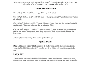 Quyết định 1860/QĐ-TTg 2017 Đề án Thí điểm cấp ra-đi-ô cho vùng dân tộc thiểu số và miền núi