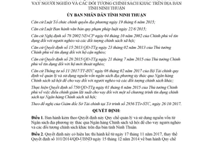 Quyết định 121/2017/QĐ-UBND sử dụng vốn Ngân sách ủy thác qua Ngân hàng để cho vay Ninh Thuận