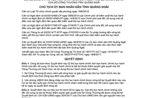 Quyết định 1947/QĐ-UBND 2017 công bố thủ tục hành chính Sở Công Thương Quảng Ngãi