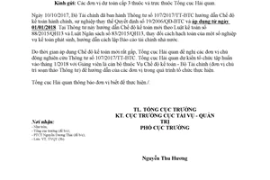 Công văn 7651/TCHQ-TVQT 2017 thông báo Thông tư 107/2017/TT-BTC